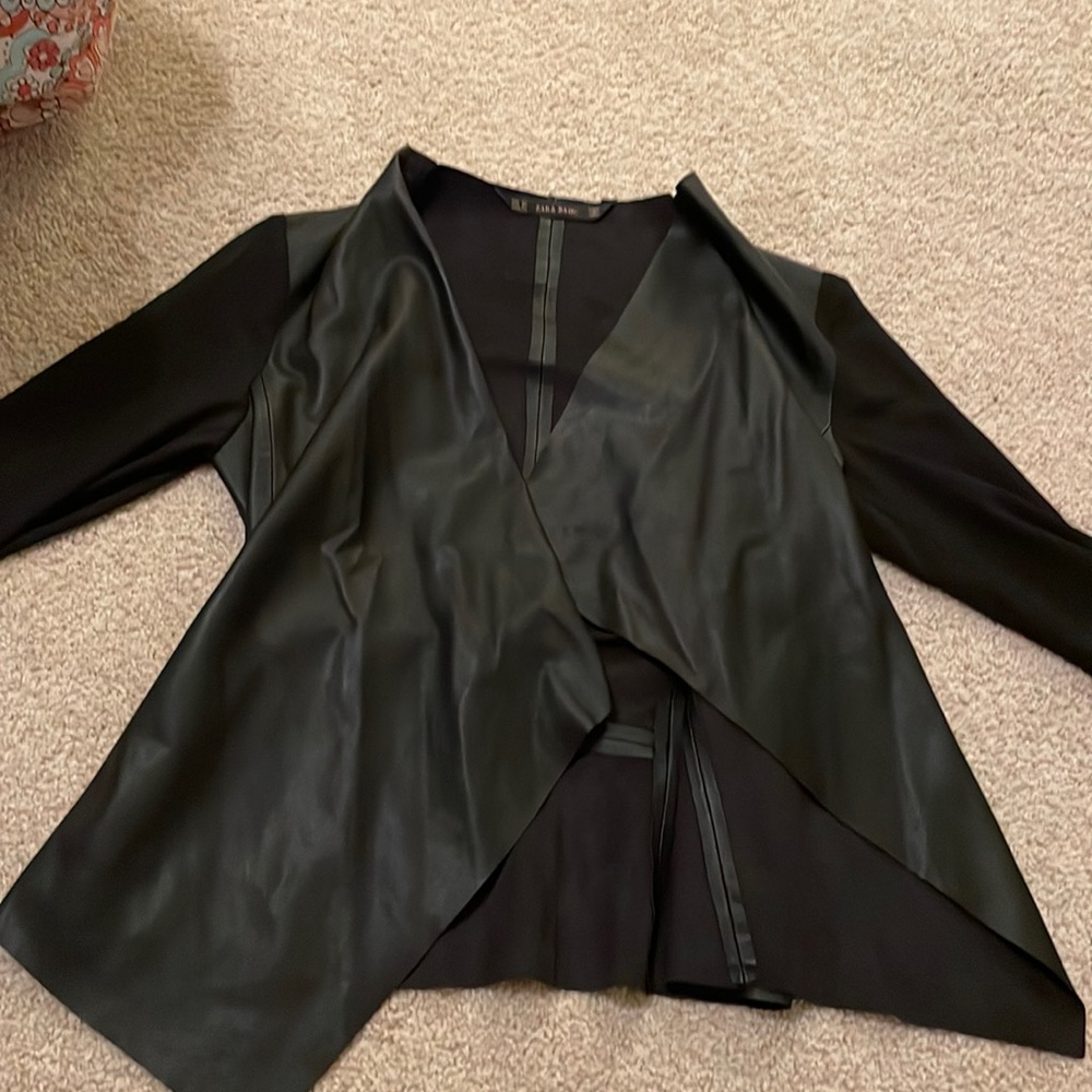 Zara basics leather and sheer jacket